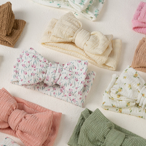 Flower Tulip Print <strong>Baby</strong> Bow <strong>Headband</strong> Stretchy Floral Double Layers Topknotted Headwraps Infant Elastic Hairbands For <strong>Baby</strong> Girl - Product Image 4