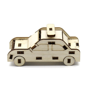 Kit de modelo de coche de madera, juguete educativo de ciencia para niños de 4 a 6 años, montaje manual, forma de dibujos animados, sin batería - Product Image 1