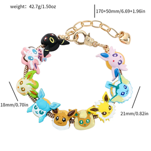Pendentif Eevee de l'anime <span class=keywords><strong>Pokémon</strong></span>, chaîne de main en émail mignon de style dessin animé, perles, pour femmes et hommes, accessoires de bracelet DIY - Product Image 4