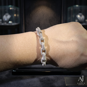 925 Sterling Silver Moissanite Cuban Link Chain <b>Bracelet</b> with Claw Set Brilliant Cut Unisex Hip Hop Style for Gift Occasions - Product Image 1