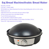 Machine à pain Saj et à crêpes électrique portable 1800W, multifonction, avec plaque ronde pour usage domestique ou hôtelier