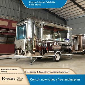 Carrito de Comida Móvil para Café, Carrito de Acero Inoxidable con Espejo para Punto Turístico o Calle Comercial, Carrito Rojo para Té con Leche y Café - Product Image 5