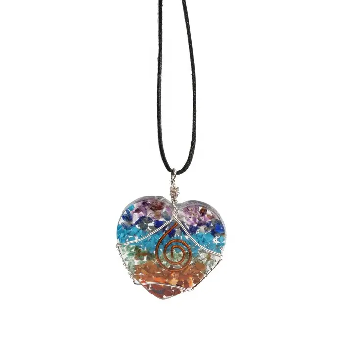 Groothandel Chakra Hart Draad Wrap Hangers Kopen Orgone Edelsteen Omwikkelde Hangers Ketting Tegen De Beste Tarieven