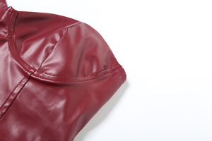 2025 Custom Winter New Women's <strong>Clothing</strong> - Sexy <strong>Tomboy</strong> Style Backless Fitted Plunging PU Skin-tight Midriff-baring Dress - Product Image 4