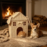 Paniers pour enfants en rotin faits à la main en forme de maison, jouets écologiques, lits pour chats et chiens, adaptés à la décoration des chambres de bébé