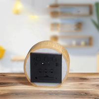 Réveil numérique créatif rond en bambou avec affichage LED, commande vocale, veilleuse lumineuse, alimentation USB – Idéal comme cadeau