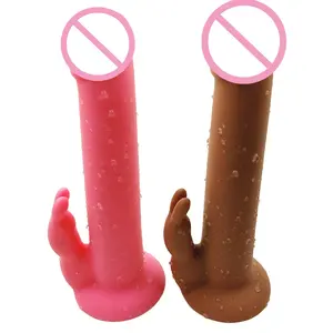 Realistic Rabbit Silicone Dildo Strapon Flexible Penis With Suction Cup G Spot Vagina Stimulator for Female