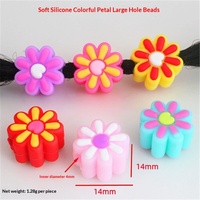 Accessoires pour dreadlocks, coiffures, tresses perlées pour filles, perles en silicone souples colorées en forme de pétale à grands trous, composants de bijoux DIY en vrac