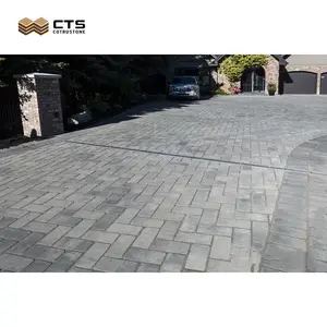 Grey Flamed Natural Stone Interlock Landscape Driveway Granite Pavers