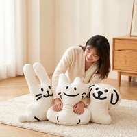 Minimalistisches Linienzeichnungs-Tierkissen in Hasen-, Katzen- und Hundeform, Weiches Weißes Plüschkissen für Sofa und Schlafzimmer-Dekoration