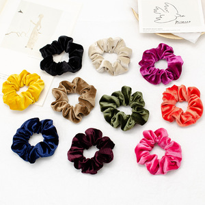Élastique à cheveux en velours pour femmes, couleur unie, accessoire pour queue de cheval, style décontracté, haute qualité, origine Yiwu - Product Image 1