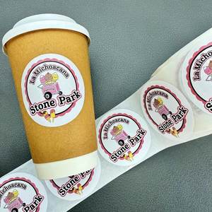 Индивидуальный Круглый Логотип Стикер пищевой бургер пицца водонепроницаемые 2 3-дюймовые наклейки для сумки на вынос в рулоне - Product Image 2