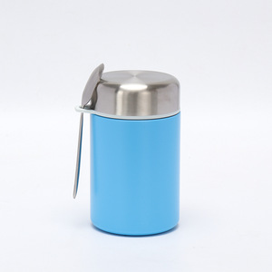 Thermos Flask Lunch Box Stainless Steel Lid Blue Cylinder Portable For Children - Product Image 1