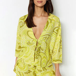 高品质时尚长、漂亮纯色羽毛缎睡衣加2xl 3xl 4xl 5xl冰丝睡衣/ - Product Image 5