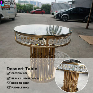 LEDA fabbrica Dessert cerchio <span class=keywords><strong>tavolo</strong></span> <span class=keywords><strong>in</strong></span> acciaio inox cornice di <span class=keywords><strong>vetro</strong></span> Wedding Table per eventi Hotel festa decorazione di compleanno - Product Image 3
