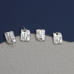 S925 Sterling Silver Bạc Hình Học Tiếng Anh Vuông Mặt Dây Chuyền Thư Vòng Cổ, Tay Dệt Dây Chuỗi Vòng Đeo Tay Phụ Kiện - Product Image 4