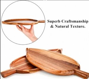 صينية تقديم مخصصة صديقة للبيئة من خشب الأكاسيا على شكل ورقة لعرض الوجبات الخفيفة والفواكه والحلويات والمقبلات مع نقش مخصص كهدية - Product Image 6