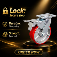 Roue pivotante robuste en PU avec frein latéral double pour chariot à main