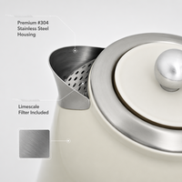 Bouilloire électrique rétro de luxe 1L avec thermomètre analogique intégré pour hôtel