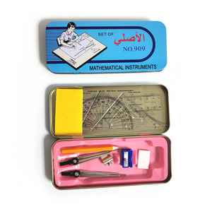 Lot de géométrie en métal pour le dessin, comprenant crayon, gomme, diviseur et boîte, idéal pour les cours de mathématiques - Vente en gros usine - Product Image 2