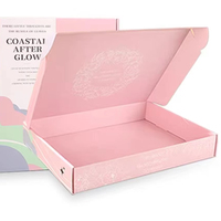 Caja de Cartón Corrugado Plegable con Diseño Floral Abstracto en Bloques de Color Pastel, para Envíos, Cosméticos, Joyería y Regalos