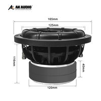 AK-S601 Haut-parleur de caisson de basses de 6.5 pouces 60W 4 Ohm + 4 Ohm Haut-parleur conique en fibre de verre pour DJ/Home cinéma/Audio de voiture avec boîtier porté