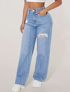Jeans Lunghi Lavati e Strappati per Donna in Stile Europeo e Americano per Commercio Estero Transfrontaliero - Product Image 5