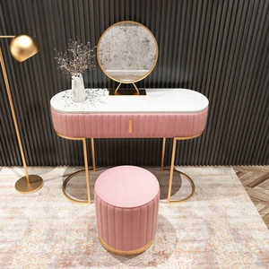 Wholesale Modern Furniture Living Room <strong>Stool</strong> pink Velvet Round Pouf <strong>Ottoman</strong> - Product Image 4