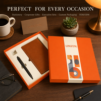 Kotak Alat Tulis Bersekat Cetak Khusus Dua Bagian dengan Pita Pengikat Warna-Warni untuk Kemasan Notebook, Pulpen, dan Perlengkapan Meja Kantor