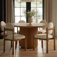 Table à manger rétro en chêne massif pour six personnes, design moderne personnalisé, table ronde pour salle à manger et négociation, en bois