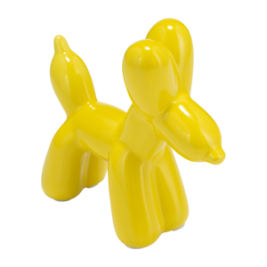 Scultura in Ceramica a Forma di Cane Palloncino Giallo, Pezzo d'Arredo Moderno per Soggiorno, Ufficio, Bagno - Product Image 5