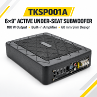 Subwoofer Actif Ultra-Mince 180W à Installation Sous Siège 20Hz-250Hz Boîtier en Aluminium Ultra-Fin Alimentation 12V Amélioration Audio Voiture