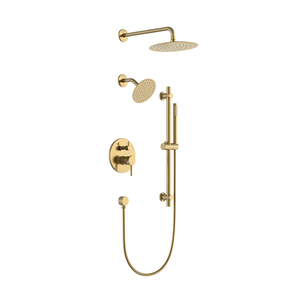 Système <span class=keywords><strong>de</strong></span> douche encastré moderne doré avec robinet en céramique, mitigeur mural 3 fonctions et pommeau <span class=keywords><strong>de</strong></span> douche pluie et massage <span class=keywords><strong>de</strong></span> 10 pouces - Product Image 2