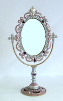 Miroir oscillant de table en alliage métallique ovale bordeaux en laiton vintage simple face pour la décoration intérieure de la maison cadeaux