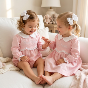 Abiti per Bambine all'Ingrosso, Vestiti per Neonati con Colletto Smerlato, Tutina a Bolle in Pizzo, Vestito Invernale per Bambine - Product Image 1
