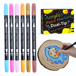 Suministros DE ARTE populares marcador de pintura acrílica de doble extremo DIY bloque de madera de vidrio globo zapatos Graffiti juegos de bolígrafos acrílicos de cabeza suave - Product Image 2