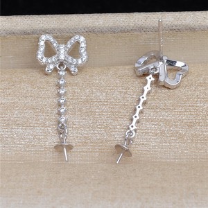 Boucles d'oreilles papillon en argent S925 avec incrustation de perles de 10 à 14 mm, porte-accessoires de bijoux DIY vide, JG5233 - Product Image 4