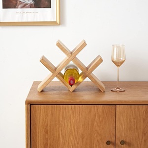 Solid Wood Diamond Wine Rack 4 Bottle <b>Desktop</b> Display Holder Natural Color - Product Image 3