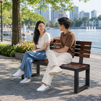 Banc de jardin extérieur résistant aux intempéries en WPC (bois-plastique) avec lattes anti-rouille pour les espaces publics, les places communautaires, les campus, les jardins et les aménagements paysagers