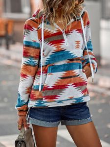 Ropa de otoño e invierno para mujer, jersey de lana suave con estampado azteca, chaqueta con capucha y bolsillo, Navajo, 2022 - Product Image 4