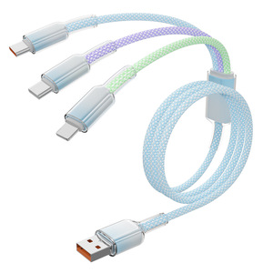 Câble de données pour téléphone portable 120W à dégradé de couleurs, tressé, un-vers-trois, charge rapide et transfert de données pour <span class=keywords><strong>double</strong></span> Type-C - Product Image 1