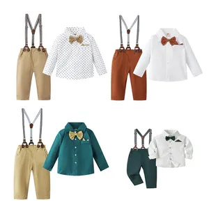 2024 Little Boy Gentleman Dress Spring and Autumn New Children's Wedding Set Suit Baby's First Birthday Party Clothes Set