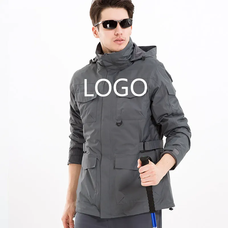 Jacket Custom Logo Slim Fit Waterproof Men Thick Coat 2 Pieces Jacket Long Sleeve Warm Jacket With Faux Fur
