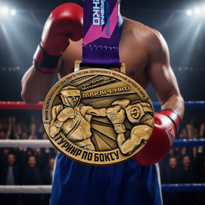 Médaille de boxe personnalisée en relief 3D |   Médaille de récompense de tournoi de boxe en <span class=keywords><strong>bronze</strong></span> antique, vente en gros d'usine chinoise, avec texte personnalisé - Product Image 2