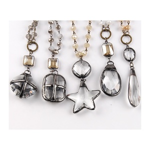 Collar de cadena de cristal de 8 mm con colgante de cruz y <span class=keywords><strong>estrella</strong></span> de cristal para mujer, joyería étnica - Product Image 2