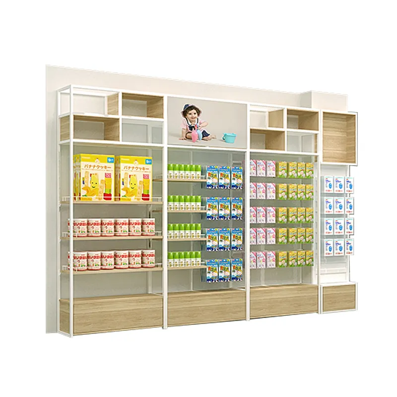 Advertising Children Shelf Wooden Display Stand Mother And Bady Product Display Gondola Shelf For Retail Store