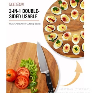 Wooden Egg <b>Storage</b> <b>Tray</b> Round With Lid For Refrigerator Home Breakfast Use - Product Image 5