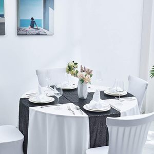 12 x 120 inches <strong>Black</strong> Sequin <strong>Table</strong> <strong>Runner</strong>, Glitter <strong>Black</strong> <strong>Table</strong> <strong>Runner</strong> for Wedding Birthday Bachelorette Holiday Decorations - Product Image 4