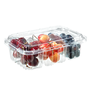7.9*5.5*2.8 Usine pas cher 3 compartiments récipient à fruits en plastique jetable avec couvercle Couleur transparente à emporter