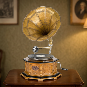 Gramófonos Metálicos Hechos a Mano con Diseño Geométrico Rectangular Vintage de Alta Calidad, Regalos Novedosos para Amantes de la Música, al Mejor Precio - Product Image 1